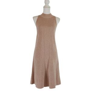 1.STATE Womens SIZE M  Pink Sleeveless Shift Dress  Mock Neck Shimmer Metallic